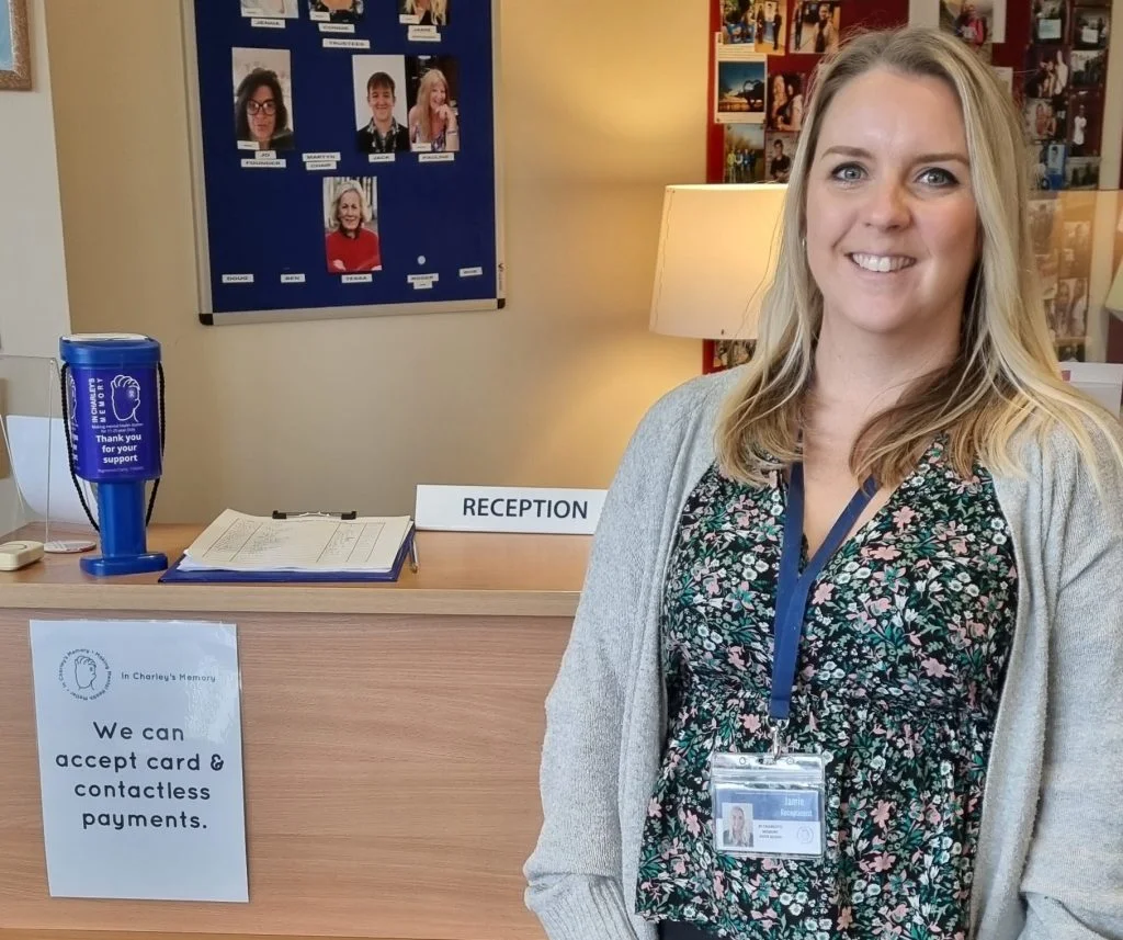 A picture of Jamie Scanlon at reception, Grants Manager at In Charley’s Memory